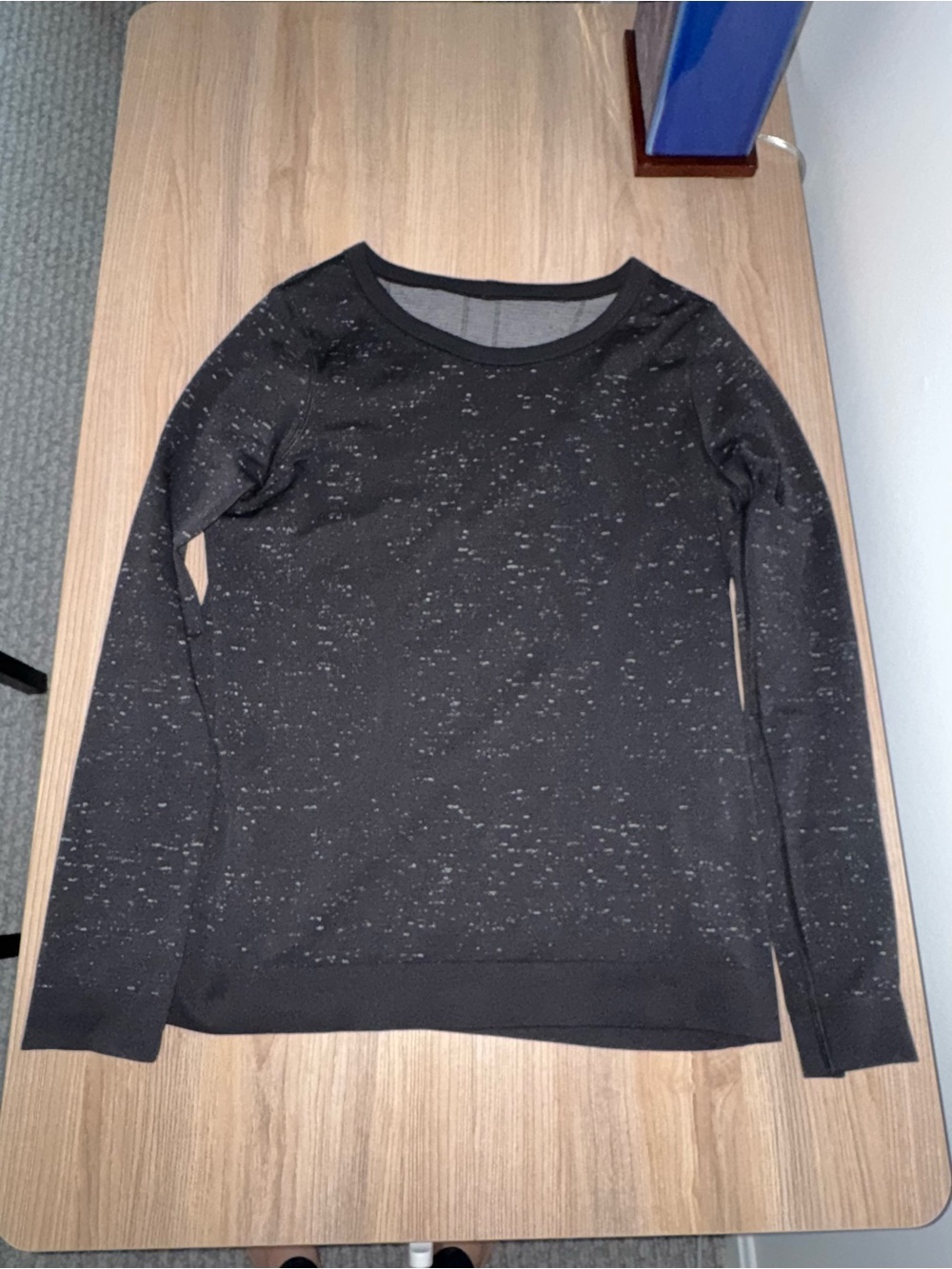 lululemon athletica Black Speckled Long Sleeve Crewneck Top